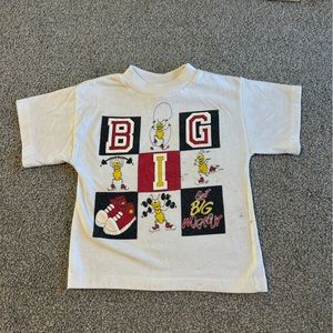 Vintage workout shirt boys 4T‎ white red yellow get big USA school single stitch